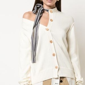 Monse Asymmetric Ribbon Tie-Neck Cardigan Sz M NEW